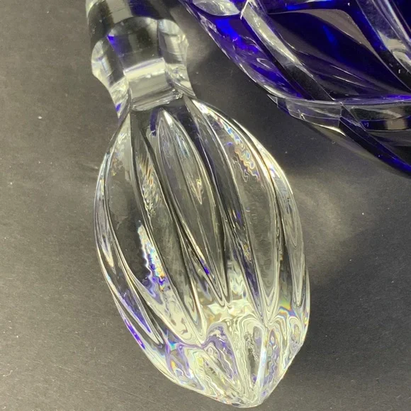 Dresden Crystal Bleikristall Blue Wine Decanter Cut to Clear Germany 14 in #BA85 - Picture 10 of 10